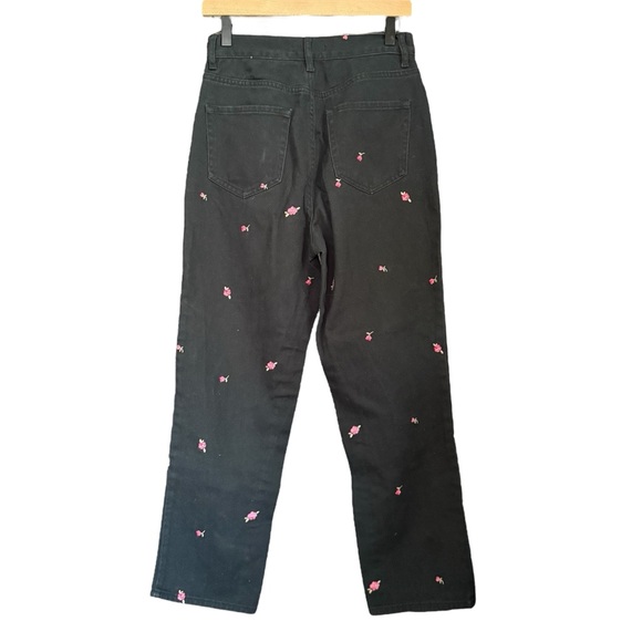 Black PacSun Embroidered Floral High-Rise Straight Denim - Picture 10 of 11